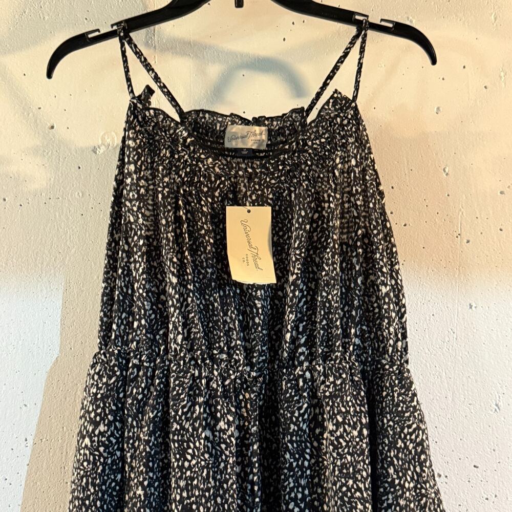 Women's Smocked MIDI Sundress - Universal Thread™ Black/Cream Abstract M